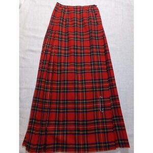 Vintage Aljean Virgin Wool Pleated Kilt Wrap Size 8 Long Skirt - Made In Canada